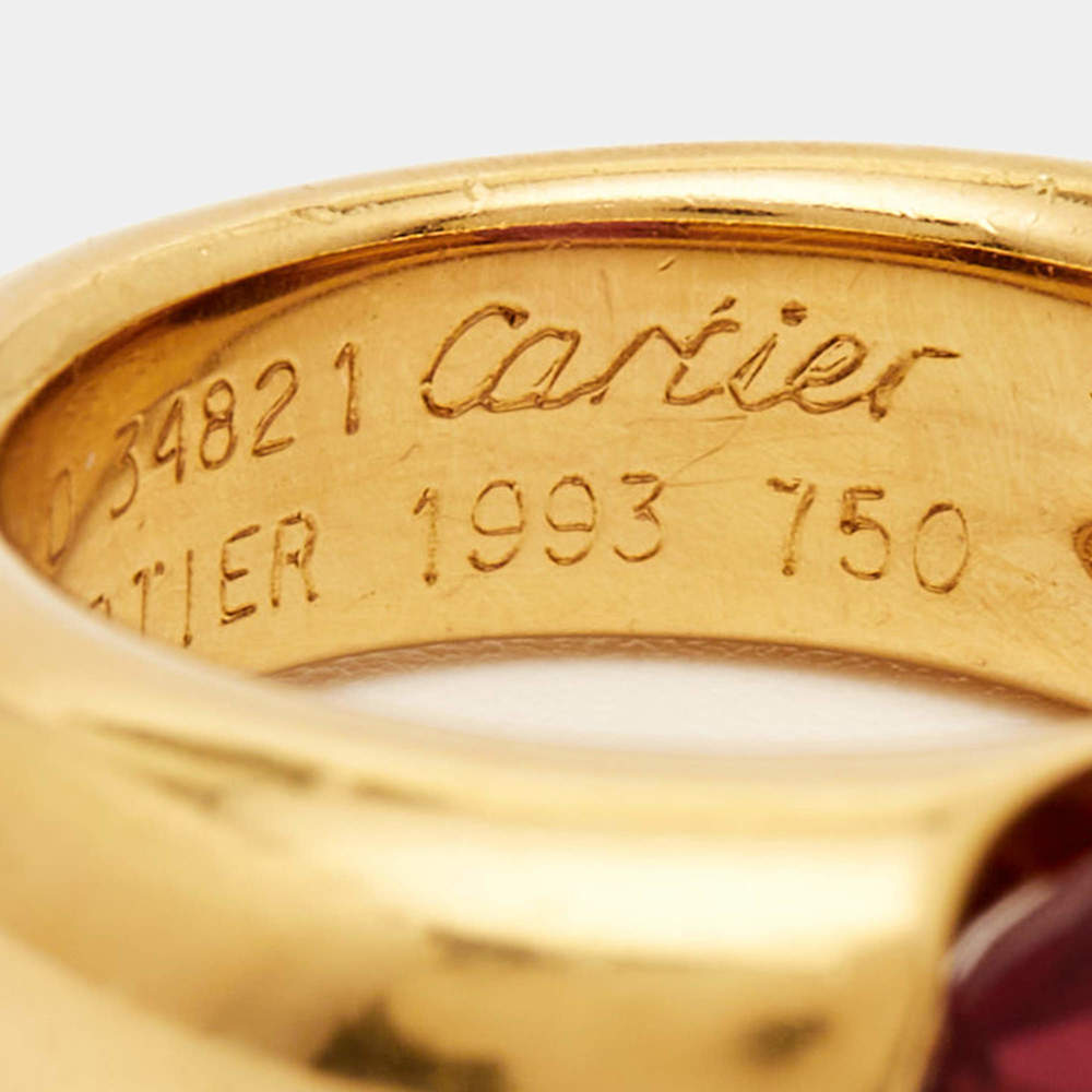 Cartier Eclipse Tourmaline 18k Yellow Gold Ring Size 52 - Picture 7 of 9